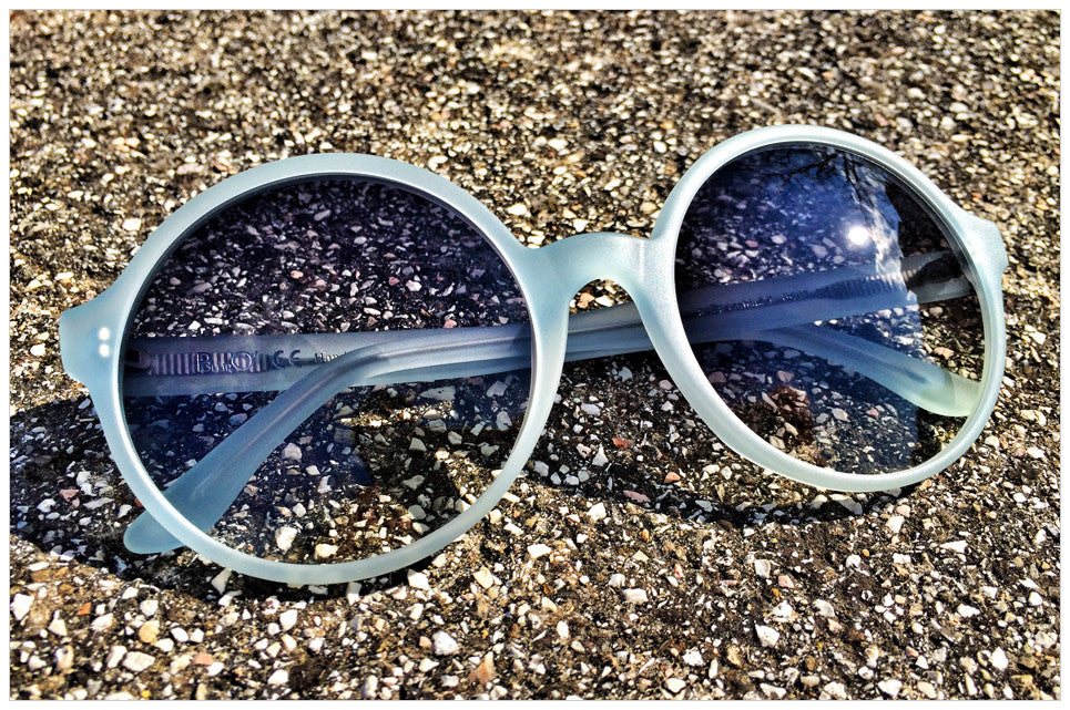 Pollipò - Occhiale da sole tondo modello 605 in celeste sabbiato