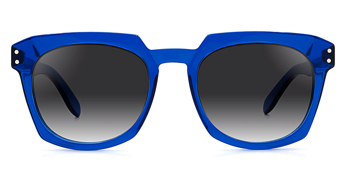 Occhiali da sole da uomo squadrati in acetato blu con lenti grey sfumate artigianali Made in Italy