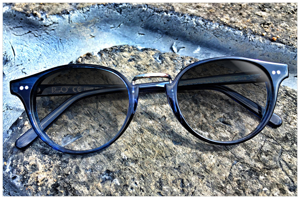 Occhiali da sole in acetato blu oceano - Stile n. 595 di Pollipò Occhiali