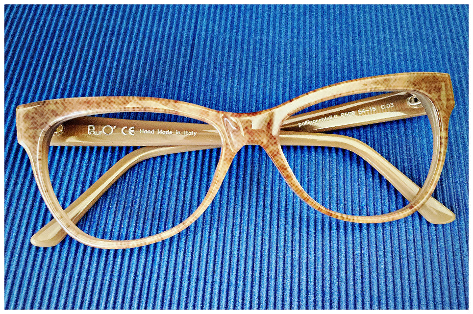 Occhiali artigianali color cubanite in snake pattern P609